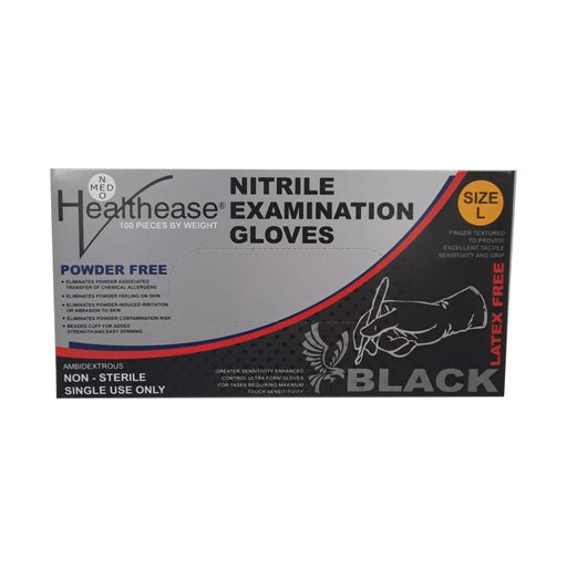Healthease Glove Exam Black Nitrile Powder Free Large 100 Pack