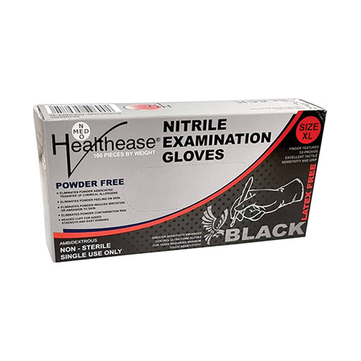 Healthease Glove Exam Black Nitrile Powder Free Extra Large 100 Pack