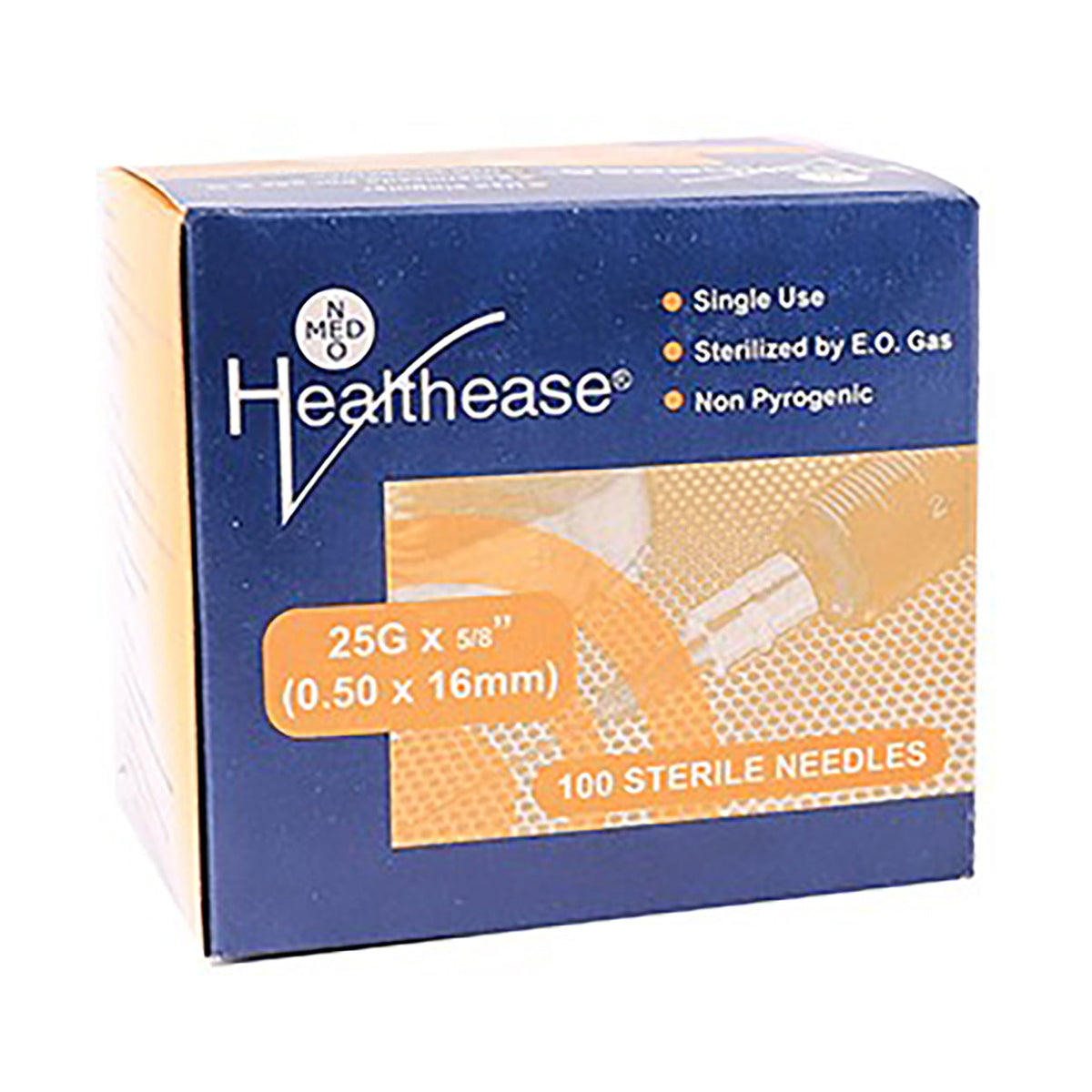 25g Color Healthease Needle 25g x 16mm Orange 100 Pack - Med365