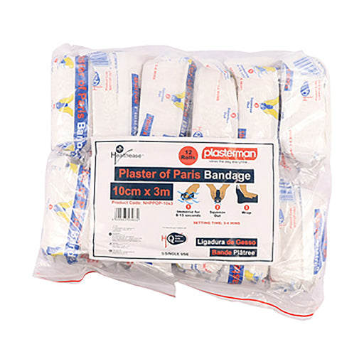 Healthease Plaster Of Paris Bandage 10cm x 3m 12 Pack