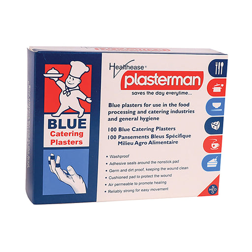 Healthease Plasterman Blue Catering Plaster Strips 19 x 72 100 Pack