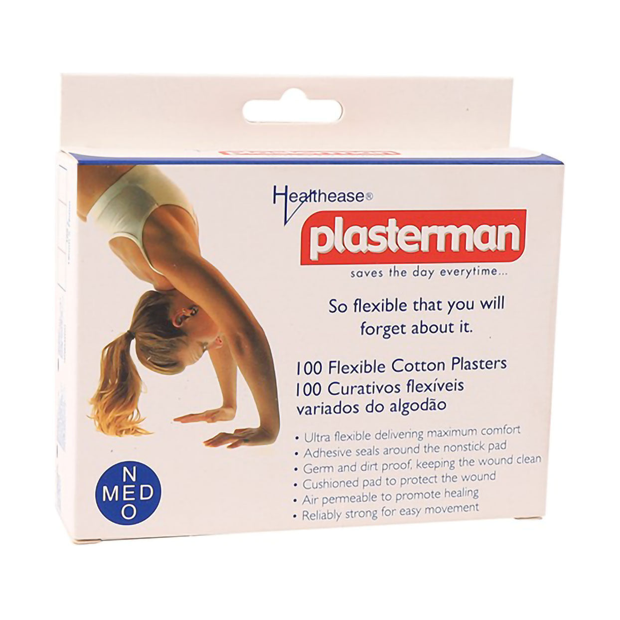 Healthease Plasterman Flexibl Plasters Strips 19mm x 72mm 100 Pack - Med365