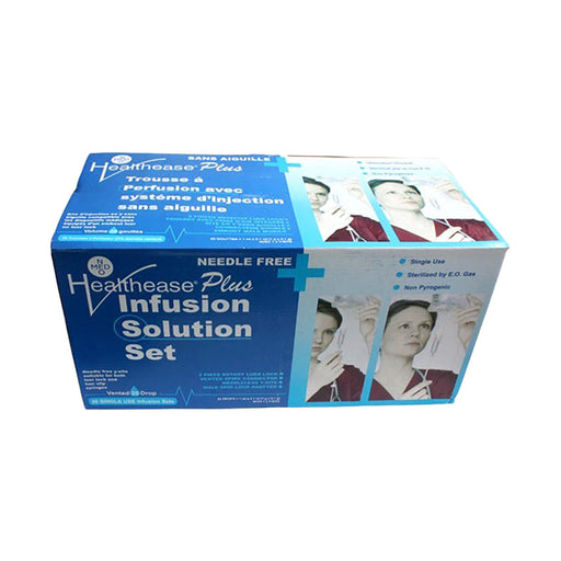 Healthease Plus IV Administration Set 20 Drop Adult Needle Free Y-Site 50 Pack