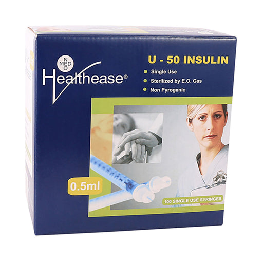 Healthease Syringe 0.5ml 29g Insulin Fixed Needles 100 Pack