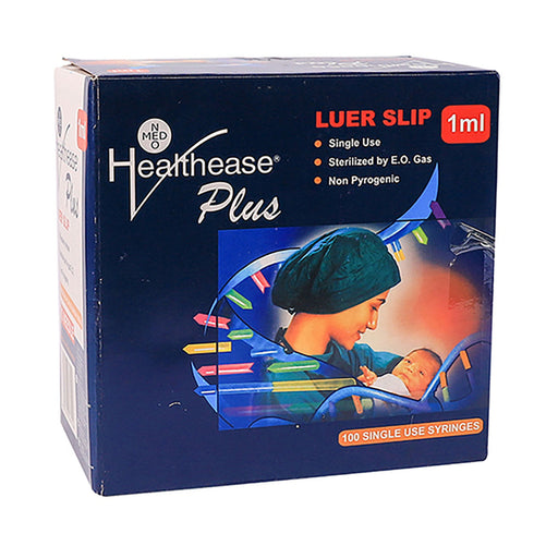 Healthease Syringes 1ml 3 Part Luer Slip Latex Free 100 Pack