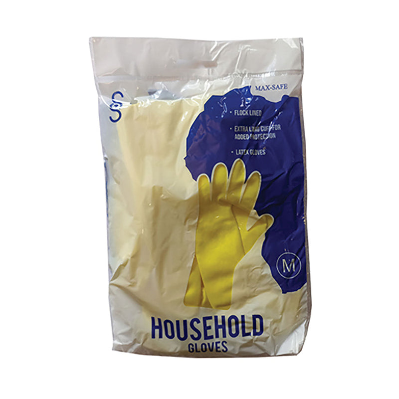 Household Glove Latex Yellow Medium