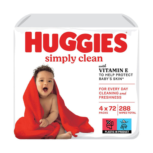 Huggies Simply Clean Wipes 72 Wipes x 4 Packs