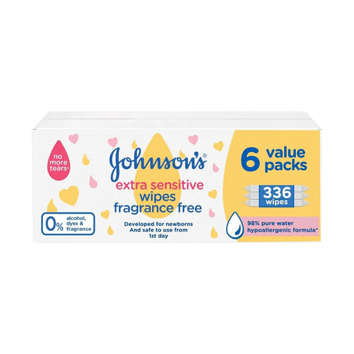 Johnson's Baby Wipes Extra Sensitive Wipes 6 Value Pack 336 Wipes