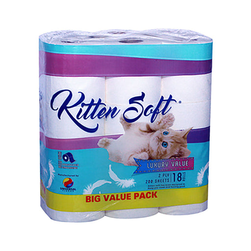 Kitten Soft Toilet Paper 2 Ply 200 Sheet 18 Pack
