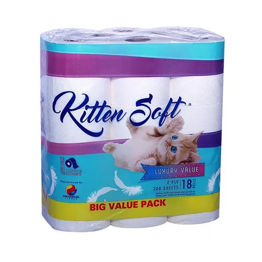 Kitten Soft Toilet Paper 2 Ply 350 Sheet 18 Rolls