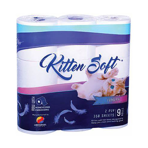 Kitten Soft Toilet Paper 2 Ply 350 Sheet 9 Rolls