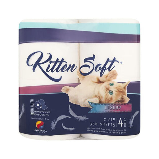 Kitten Soft Toilet Paper 2 Ply 350 Sheets 4 Pack