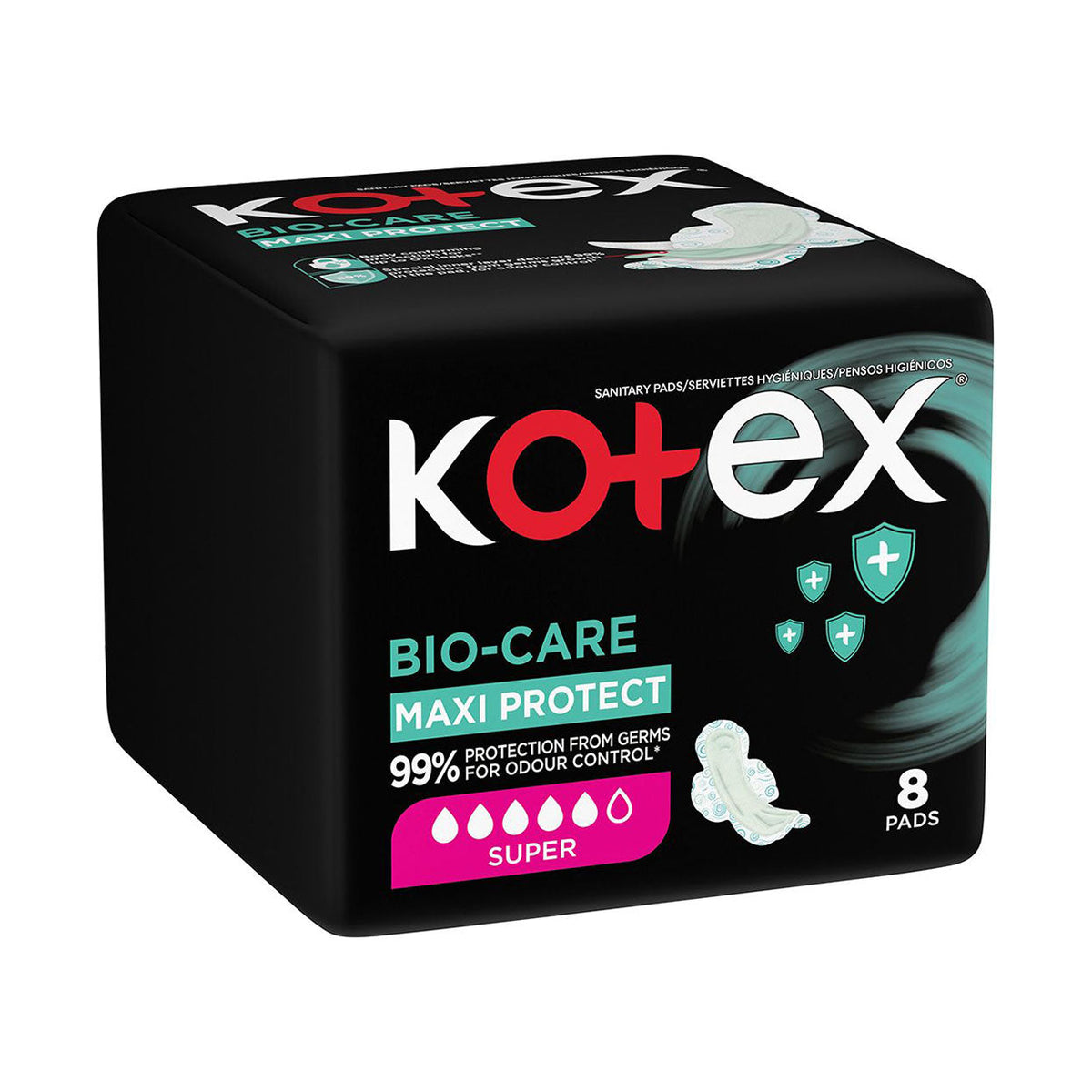 kote  Kotex Bio-Care Maxi Pads Super 8 Pads - Med365
