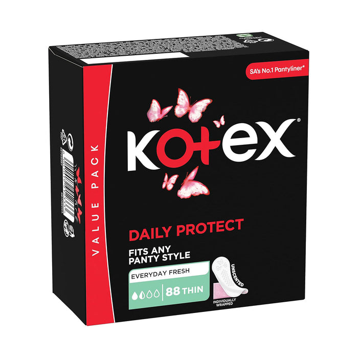 Kotex Daily Protect Pantyliners Unscented Slim 88 Pack