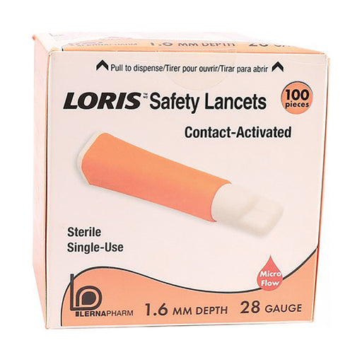 Loris Lancet Safety Orange 1.6mm x 28g 100 Pack
