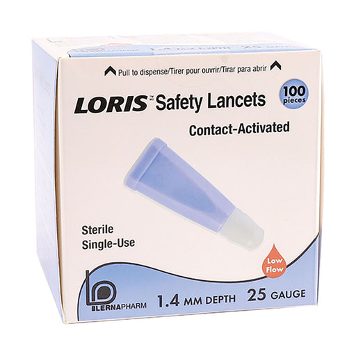 Loris Lancet Safety Purple 1.4mm x 25g 100 Pack