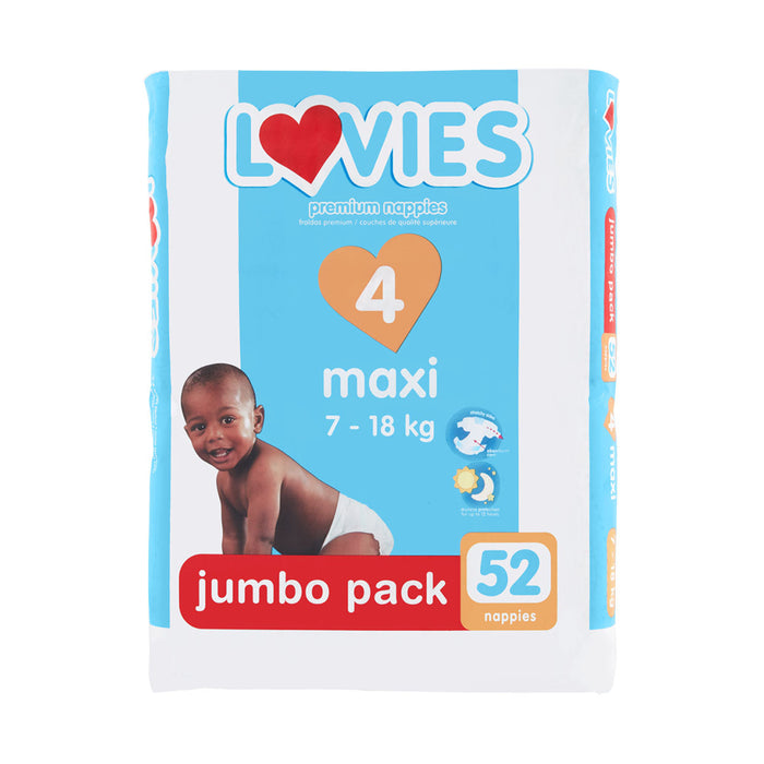 Lovies Premium Nappies Maxi 7 - 18kg Jumbo 52 Nappies