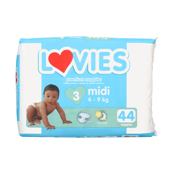 Lovies Premium Nappies Midi 4 - 9kg Value 44 Nappies