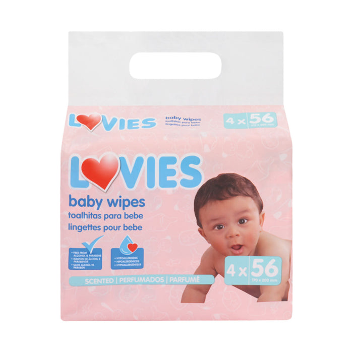 Lovies Wet Wipes Multiple Scented 56 Wipes x 4 Pack