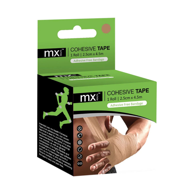 MX Health Cohesive Tape 2.5cm x 4.5m Beige