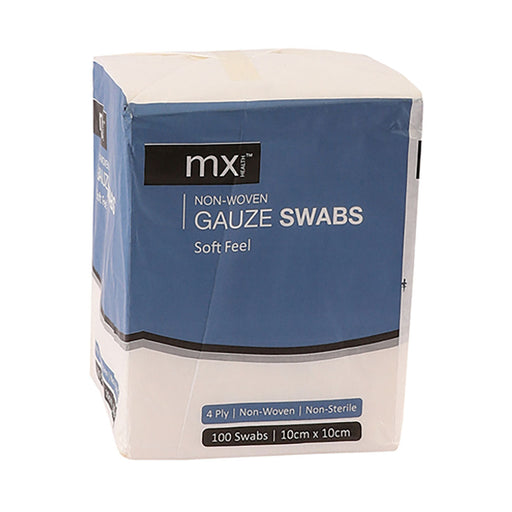 MX Health Gauze 100 x 100mm 4 Ply Non Woven 100 Pack