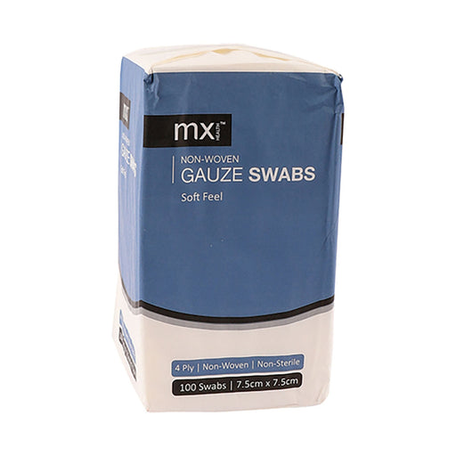 MX Health Gauze 75 x 75 4 Ply No Sterile Non Woven 100 Pack