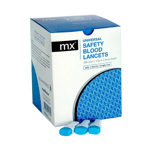 MX Health Safety Blood Lancets Blue 23g 200 Pack