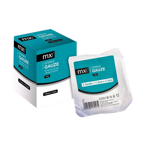 MX Health Sterile Gauze Swabs 8 Ply 7.5 x 7.5cm 20 Pack