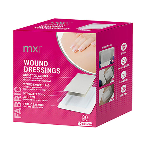 MX Health Wound Dressing Fabric 10 x 10cm 30 Pack