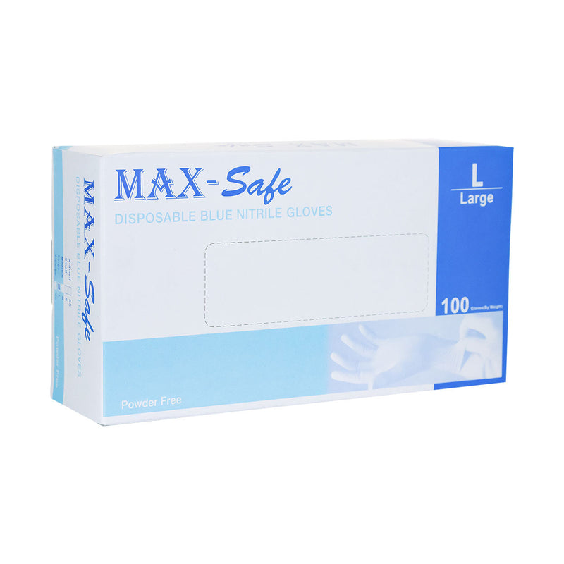 Max-Safe Exam Gloves Nitrile Powder Free Large 100 Pack