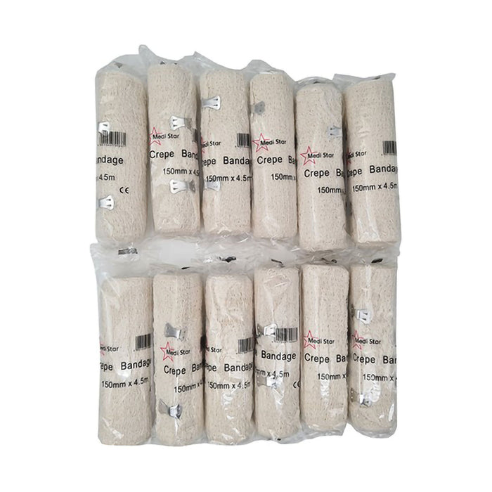MediStar Crepe Bandage 150mm x 4.5m 12 Pack
