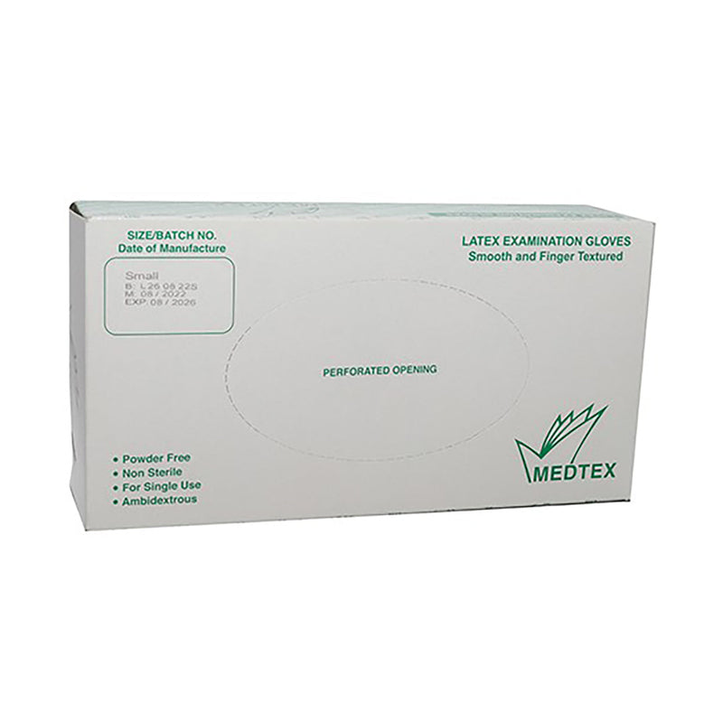 Medtex Glove Exam Latex Pf Small 100 Pack