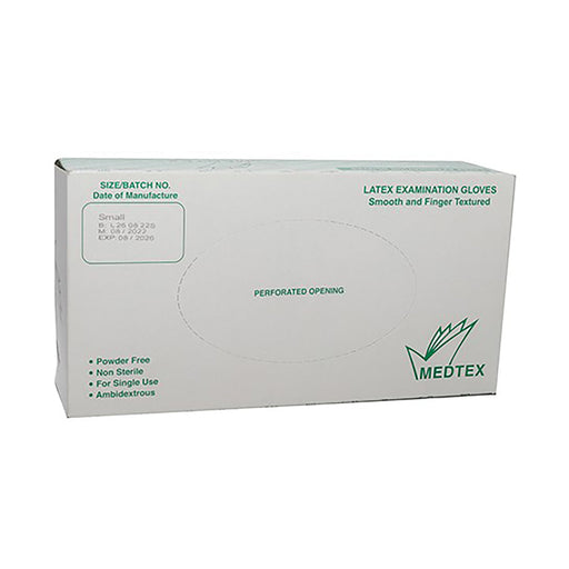 Medtex Glove Exam Latex Pf Small 100 Pack