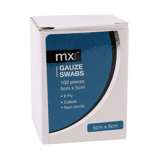 Mx Health Gauze 5cm x 5cm 8 Ply N S 100 Pack