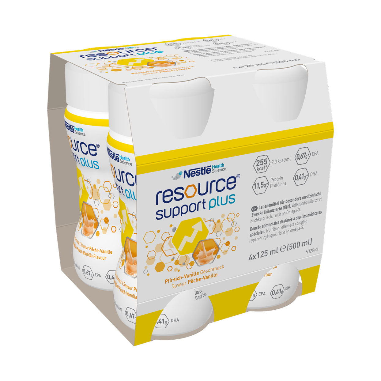 Nestle Resource Support Plus Peach-Vanilla 4 x 125ml - Med365