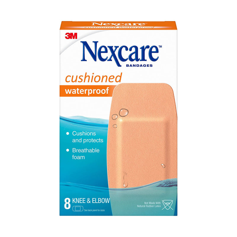 Nexcare Waterproof Cushioned Knee & Elbow 8 Bandages