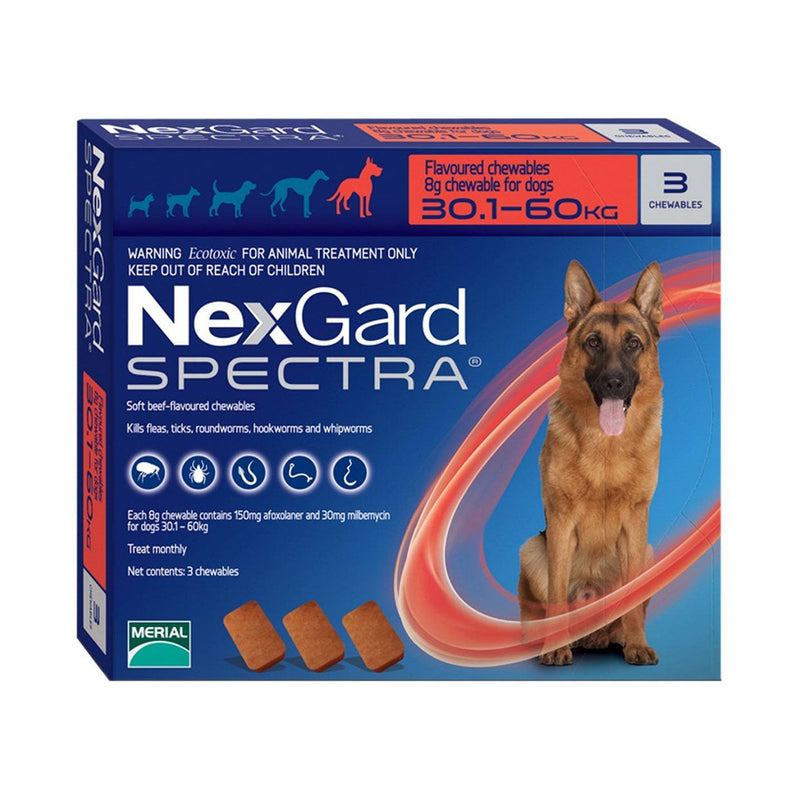 Nexgard Spectra Dogs 30 to 60 kgs Chew Tabs 3 Pack
