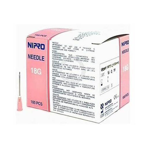 Nipro Needle 18g x 32mm Pink 100 Pack