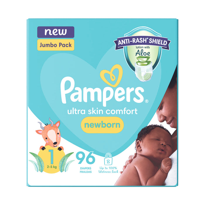 Pampers New Baby-Dry Jumbo Pack Size 96 Nappies Med365