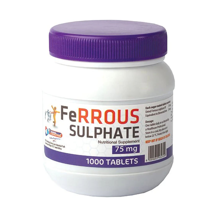 Pharmac Ferrous Sulph 75mg 1000 Tablets