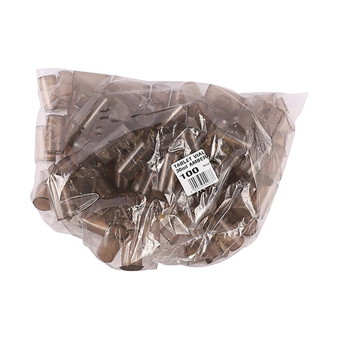 Plas Pill Vial Amber 30ml 100 Pack