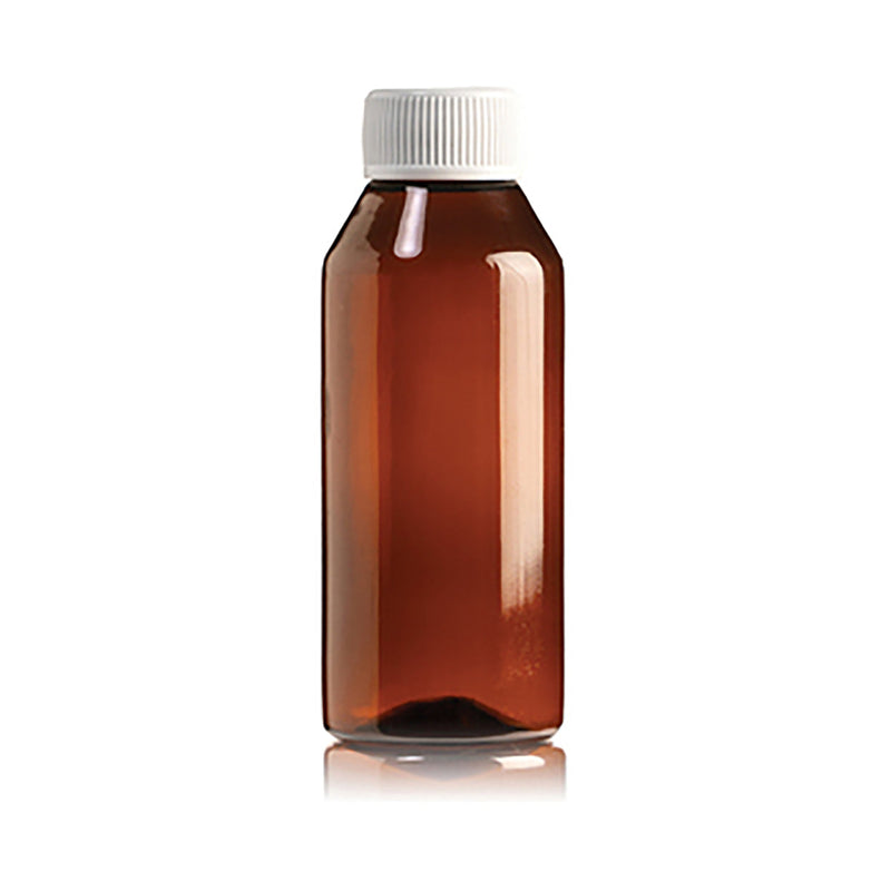 Plastic Round Amber Screw Bottle 100ml 100 Pack