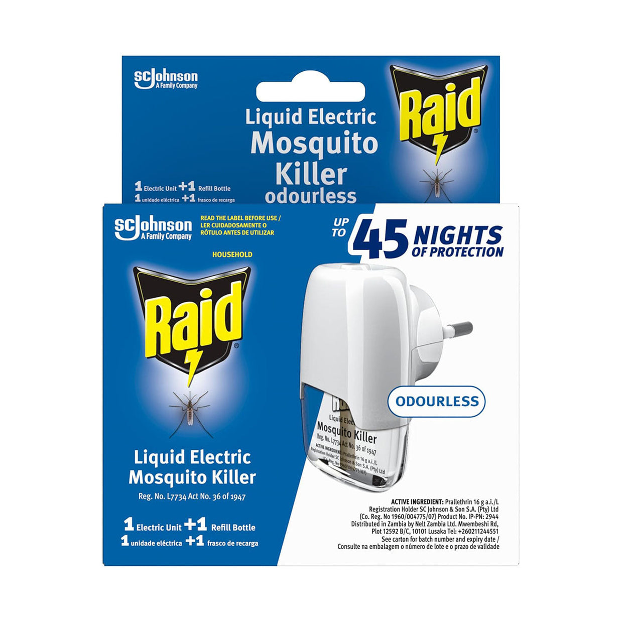 Raid For Insects Raid Odourless Liquid Electric Mosquito Killer Electric Unit & Refill ...
