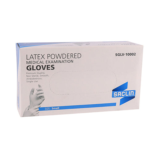 Saclin Exam Gloves Latex Powdered Small 100 Pack