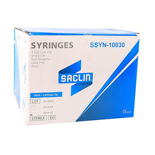 Saclin Syringes 50ml Catheter Tip 25 Pack