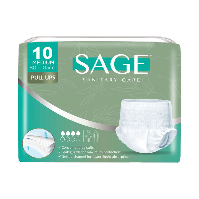 Sage Adult Pull Up Pants Medium 10 Pack