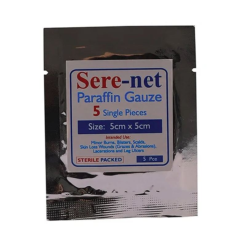 Sere-Net Paraffin Gauze 5cm x 5cm 5 Pack