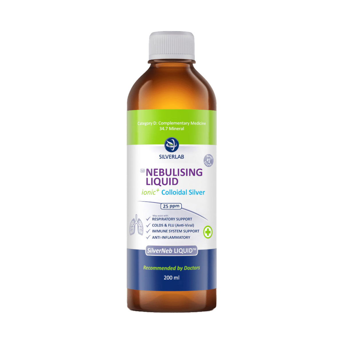 Silverlab ioNano 46TM, Nebulising Liquid 200 ml - Med365