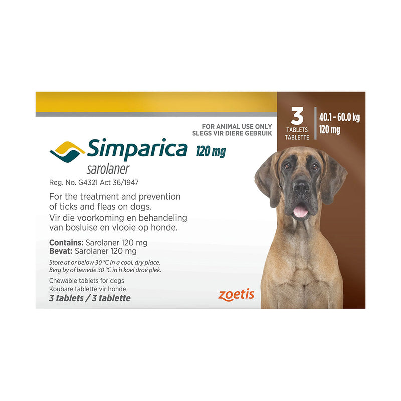Simparica Dogs 120mg Tabs 40 to 60kg Chocolate
