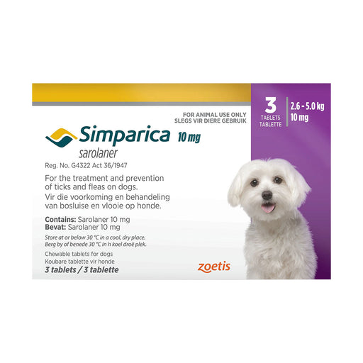 Simparica 10mg 2.6 - 5kg 3 Tablets